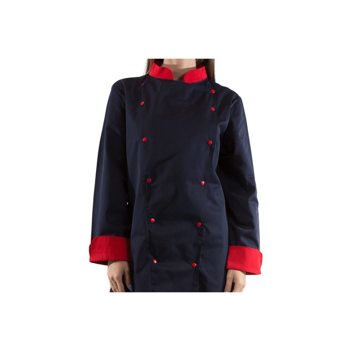 Halat bucatar, dama, negru cu rosu, XL