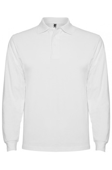 Tricou polo cu maneca lunga barbati, bumbac, Roly Estrella, Alb Tricou polo cu maneca lunga barbati, bumbac, Roly Estrella, Alb