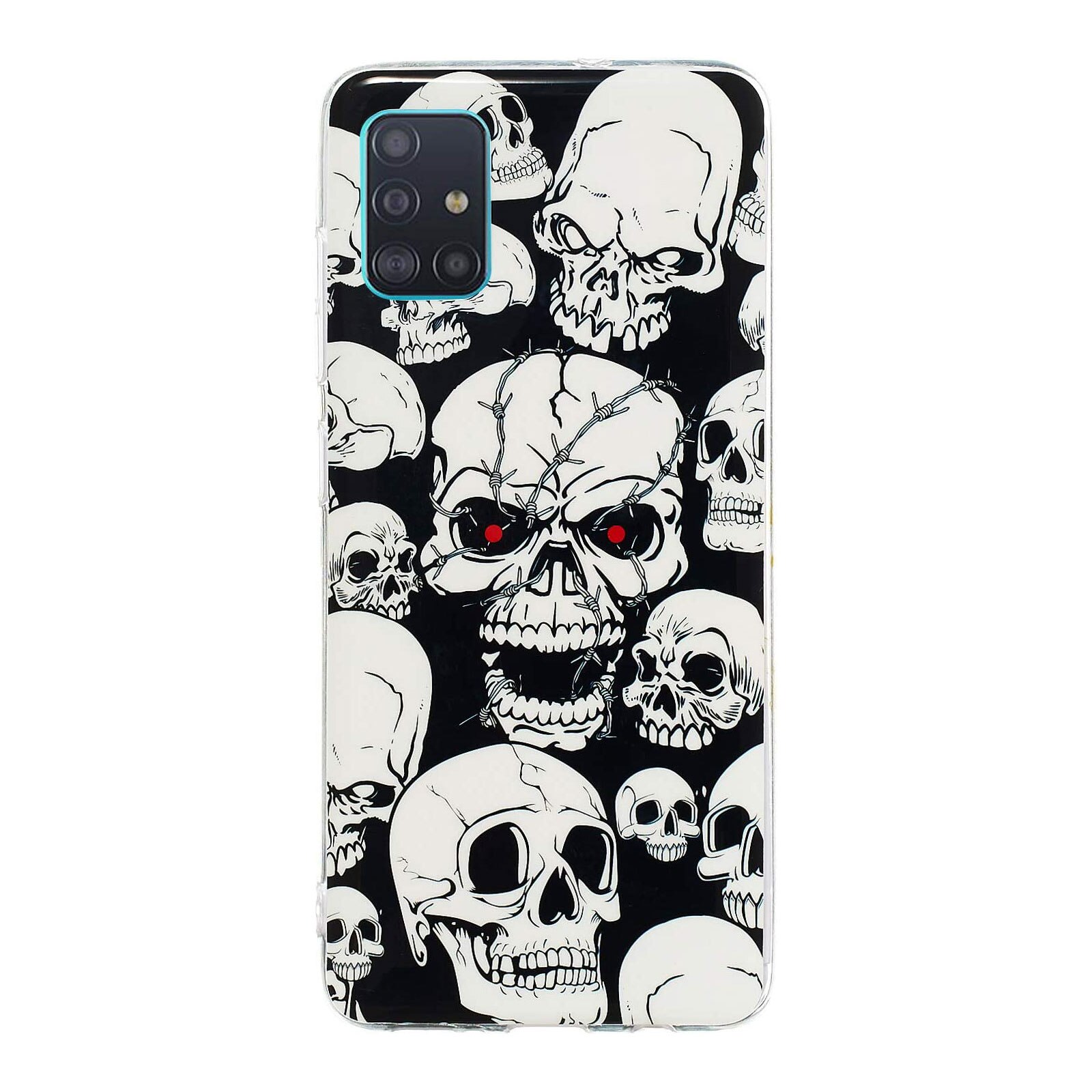 Husa silicon compatibila cu Samsung Galaxy A21s Fosforescent model Skulls, Silicon, TPU Viceversa Alb/Negru