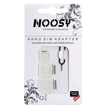 Adaptor SIM 3in1 Nano/Micro/Mini Noosy cu cheita, White/Clear Adaptor SIM 3in1 Nano/Micro/Mini Noosy cu cheita, White/Clear