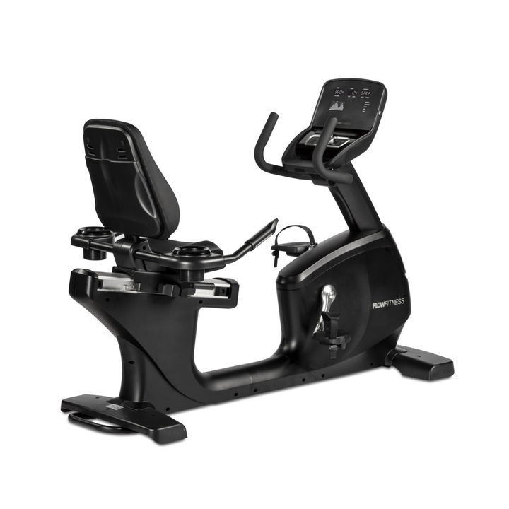 Хоризонтален велосипед FLOW FITNESS RB5i, Маховик 16 Kg, Тегло на потребителя 180 Kg, 24 тренировъчни програми, Bluetooth, USB порт, Регулируема седалка, Черен