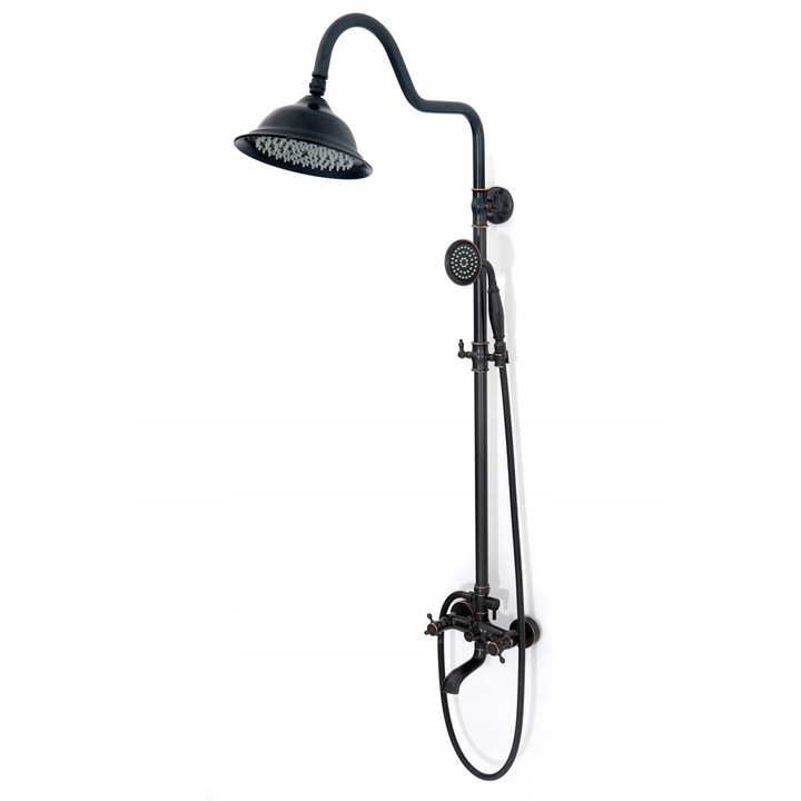 Комплект за душ Rea Retro Old Black, Месинг, 3 фукции, Черен