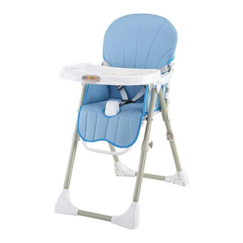 Scaun de masa pentru bebe, pliabil, reglabil pe inaltime, bleu cu alb 616 - Krista®