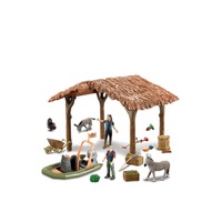 Set de joaca adapost cu animale domestice, magarusi si curcan