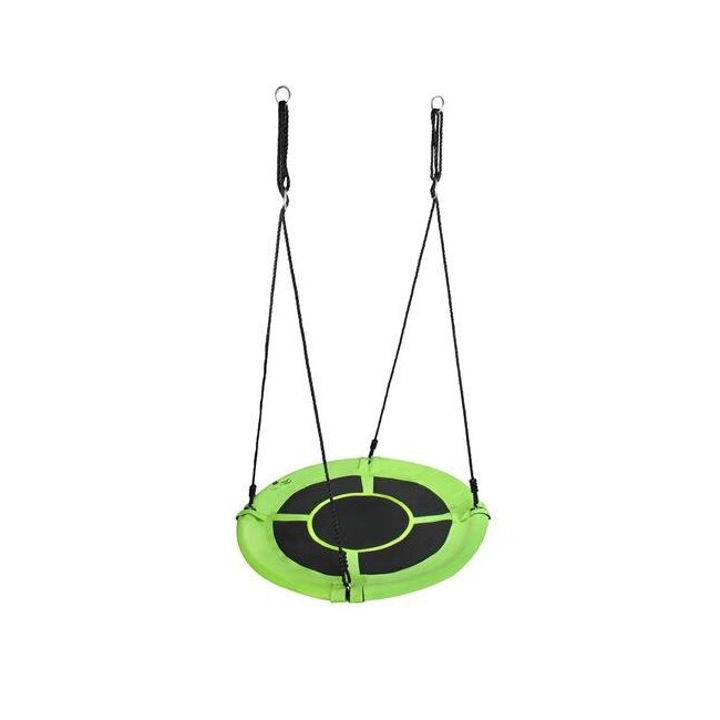 Leagan Balansoar rotund tip cuib pentru curte, gradina sau terasa, capacitate 120kg, diametru 100cm, verde/negru
