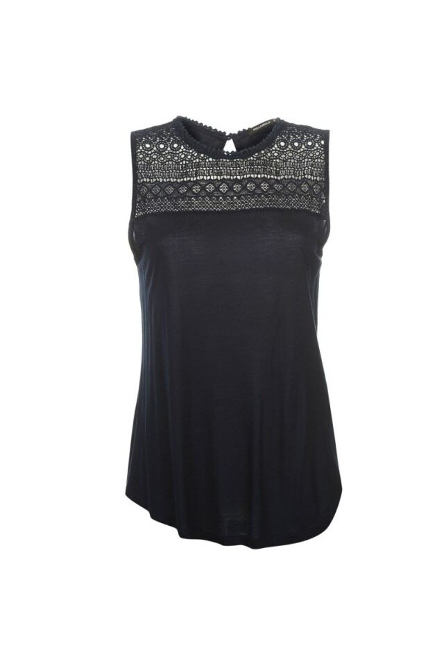 Maiou elegant cu decolteu la baza gatului Miso Lace Top, Bleumarin, S EU, Albastru inchis, S