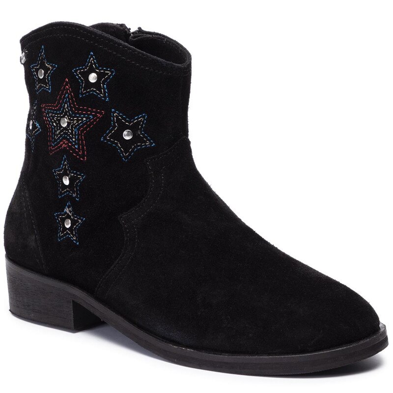 Pepe Jeans London, Botine din piele naturala West MTV, Negru, Negru