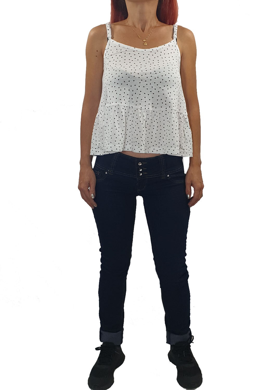 Bluza dama Tally Weijl, cu imprimeu inimi, Alb