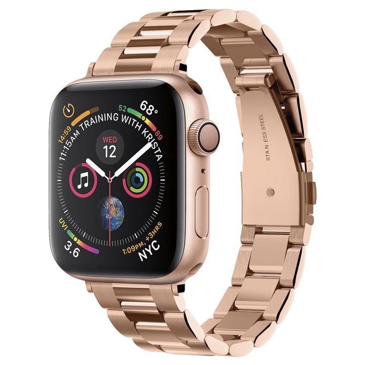 Curea pentru Apple Watch 1/2/3/4/5/6/7/8/9/10/SE/SE 2 (38/40/41/42mm) - Spigen Modern Fit - Rose Gold