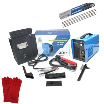 Invertor-Aarat de sudura tip MMA 4 accesorii,200A,maner transport, electrozi, palmari, masca de sudura cristale lichide si 3 reglaje,ciocale cu perie pentru tropi,cabluri sudura incluse Invertor-Aarat de sudura tip MMA 4 accesorii,200A,maner transport, electrozi, palmari, masca de sudura cristale lichide si 3 reglaje,ciocale cu perie pentru tropi,cabluri sudura incluse