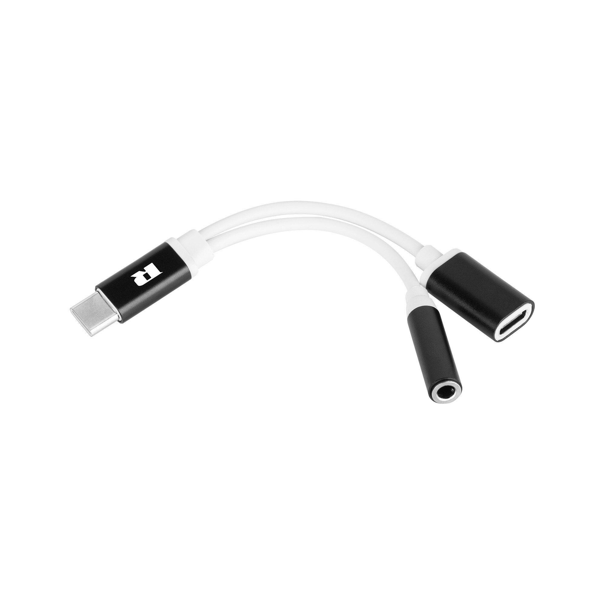 Cablu adaptor USB tip C taba - Jack 3.5 mm stereo + USB tip C mama 15 cm REBEL