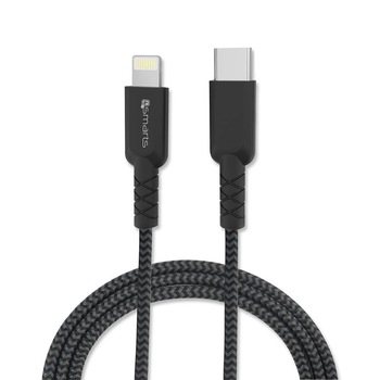Cablu USB-C la Lightning 4smarts MFI RAPIDCord PD, pentru dispozitive Apple, 100cm, negru Cablu USB-C la Lightning 4smarts MFI RAPIDCord PD, pentru dispozitive Apple, 100cm, negru
