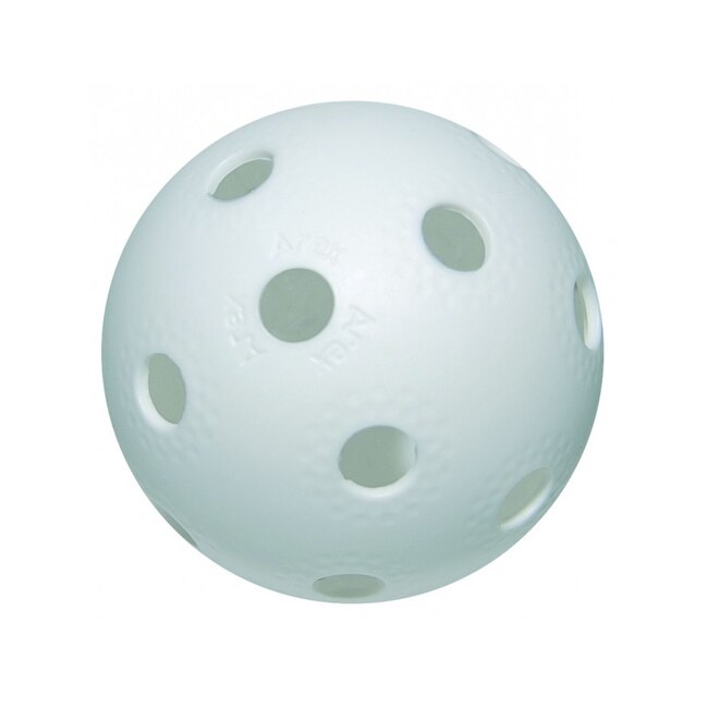 Minge clasica de Floorball, cu 26 gauri, diametru 72 mm, alb