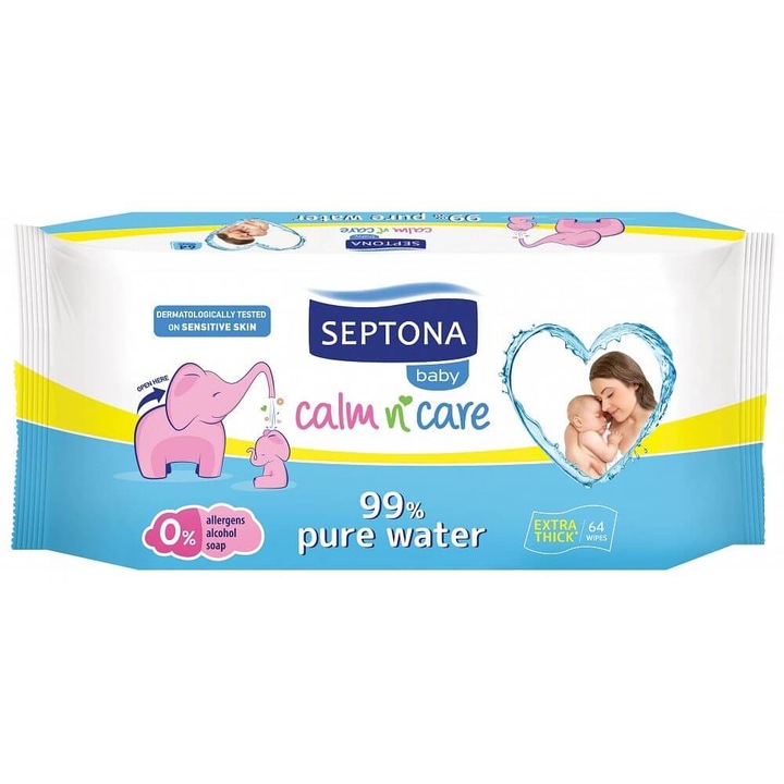 SEPTONA Pure Water Baba nedves törlőkendők, 64 db/Szett