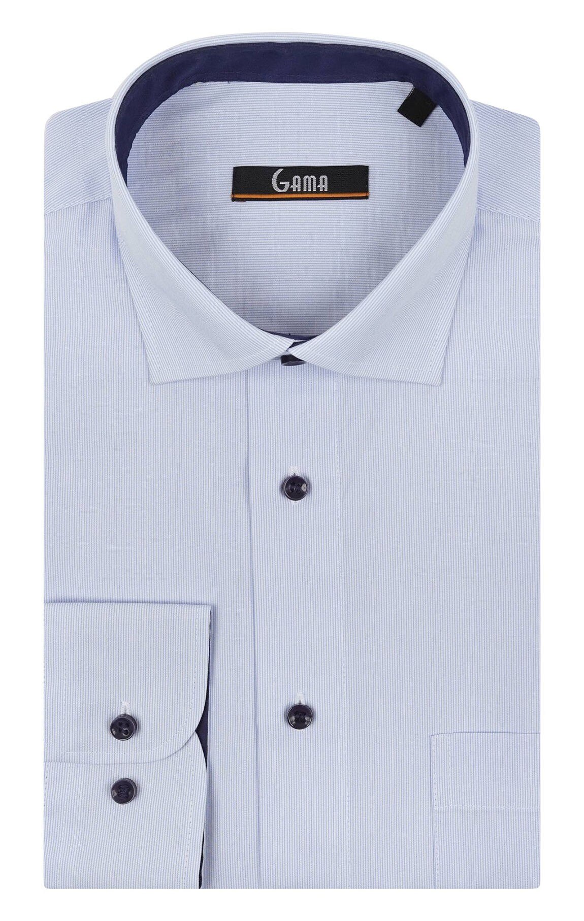 Camasa regular office alba cu dungi bleu