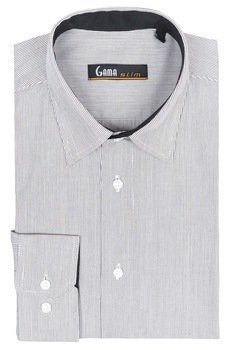 Camasa barbati slim fit alba cu dungi negre, GAMA, 39-40 EU Camasa barbati slim fit alba cu dungi negre, GAMA, 39-40 EU