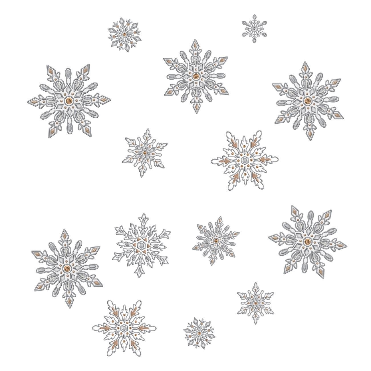 Sticker ornamental de Craciun cu fulgi argintii, 18 x 24 cm