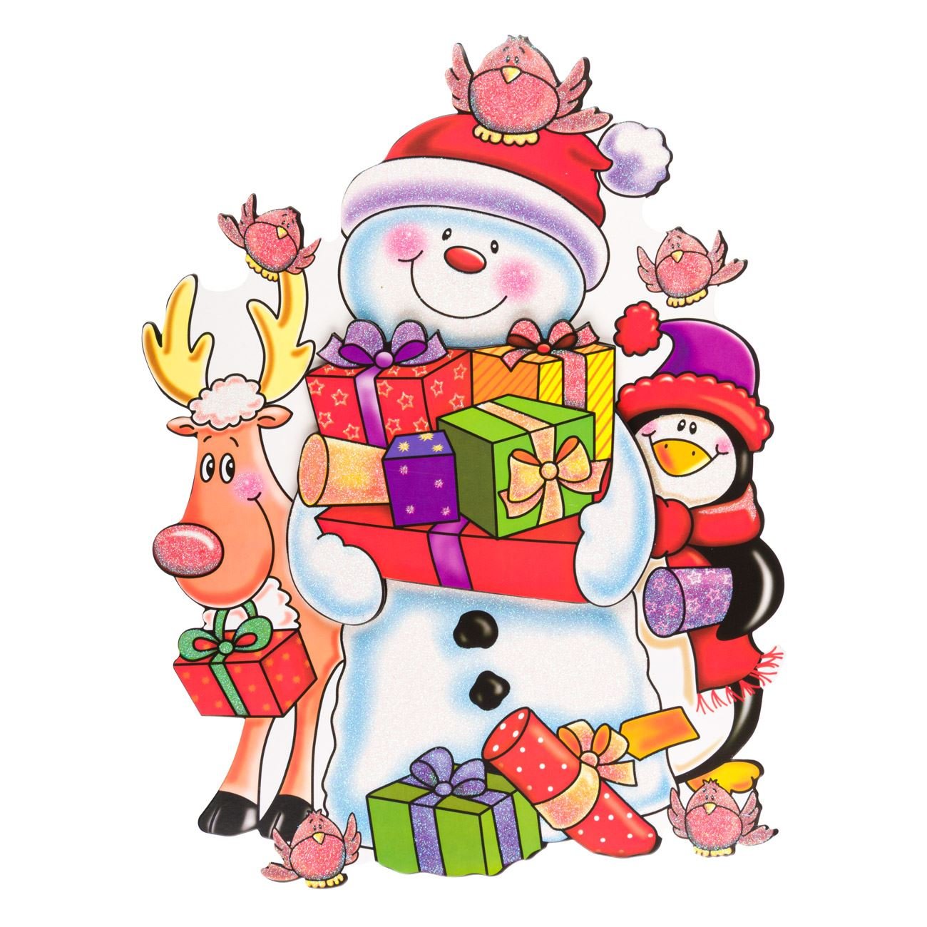 Sticker decorativ cu personaje de Craciun, 30 x 40 cm