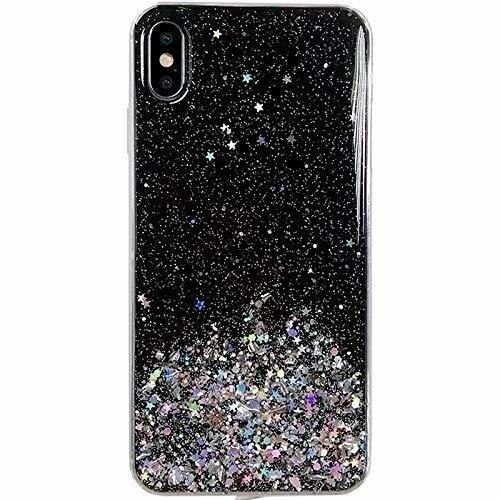 Husa iPhone 12 Pro Max, Star Glitter Shining, Sclipici, Negru