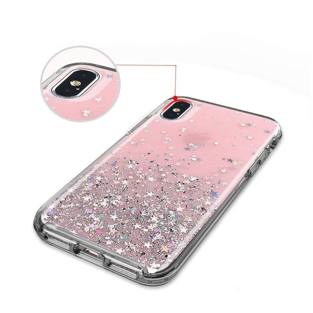 Husa pentru Iphone 12 / 12 Pro, Star Glitter Shining, Sclipici, Roz