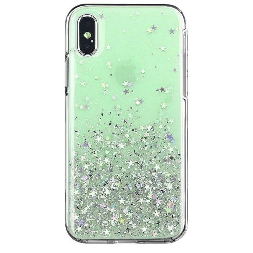 Husa iPhone 12 Pro Max, Star Glitter Shining, Sclipici, Verde