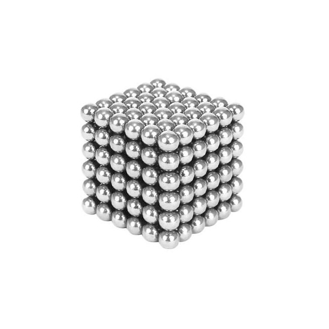 Joc Puzzle Antistres NeoCube cu Bile Magnetice 216 Bucati, Diametru Bile 3mm, argintiu