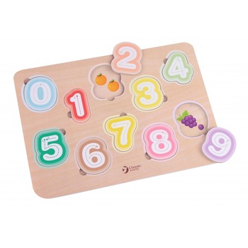 Puzzle din Lemn, Cifre de la 0-9, Imagini cu Fructe sub Piese, Util pentru Invatarea Numerelor, Multicolor Puzzle din Lemn, Cifre de la 0-9, Imagini cu Fructe sub Piese, Util pentru Invatarea Numerelor, Multicolor