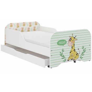 Pat pentru copii NOVOKIDS™ MIKI GIRAFFE, 160x80 CM, Set cu Saltea din Spuma MATSEN® 10 CM si Sertar Depozitare Incluse, Somiera Sistem FLEX, Cu Protectii Laterale, Model Girafa Pat pentru copii NOVOKIDS™ MIKI GIRAFFE, 160x80 CM, Set cu Saltea din Spuma MATSEN® 10 CM si Sertar Depozitare Incluse, Somiera Sistem FLEX, Cu Protectii Laterale, Model Girafa
