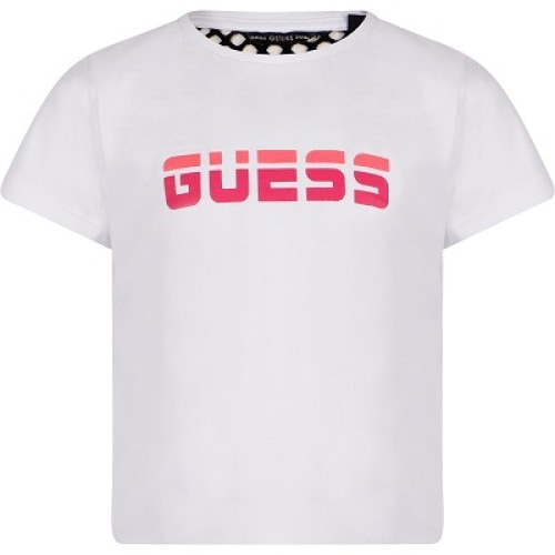 Tricou fete, Guess, cu spatele perforat, Alb