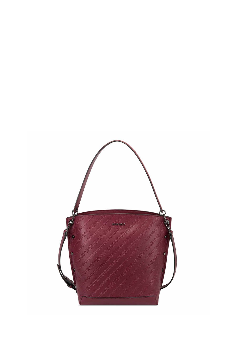 NINE WEST, Geanta bucket din piele ecologica Dacia, Rosu inchis