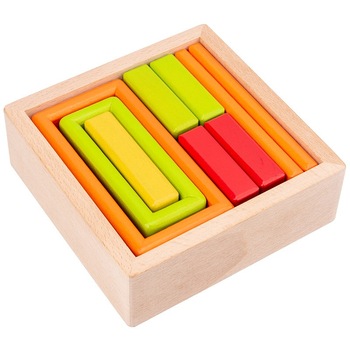 Joc de tip Montessori cu Forme Dreptunghi de stivuire din lemn Curcubeu - Krista® Joc de tip Montessori cu Forme Dreptunghi de stivuire din lemn Curcubeu - Krista®