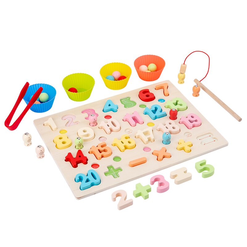 Joc tip Montessori 3 in 1, Fishing Beads, invata Cifrele si Matematica - Krista®