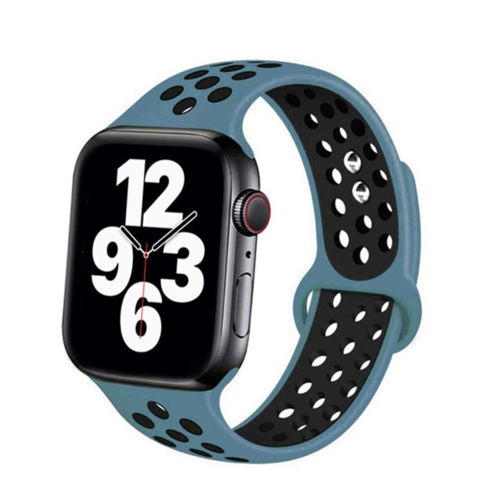 Curea silicon pentru Apple Watch 2/3/4/5/6, Bratara Silicon sport, Nike+, Display 44 mm, Turquoise / Negru