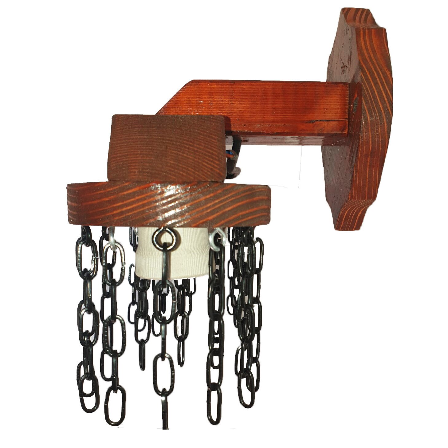 Corp iluminat decorativ rustic Metaxa Wood OD11, E27, lemn, culoare cires, 26x18x23 cm