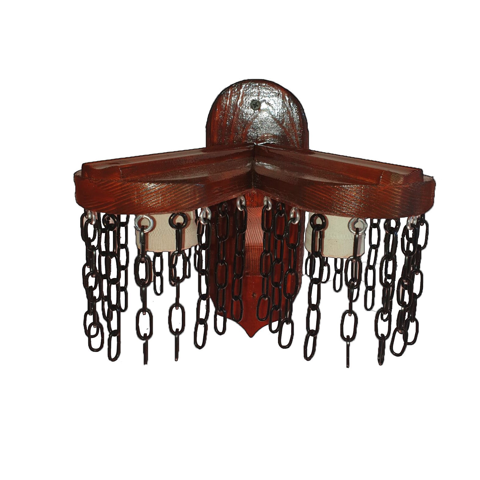 Corp iluminat decorativ rustic Metaxa Wood OD13, E27, lemn, culoare cires, 22x20x24 cm