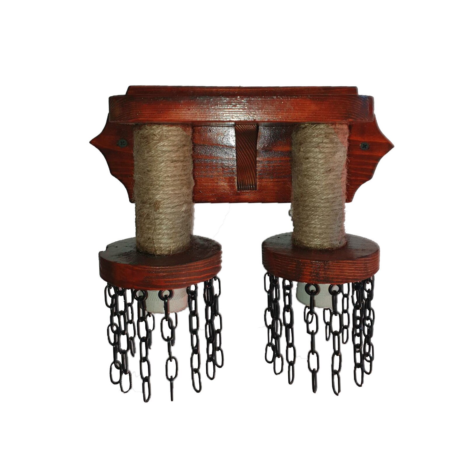 Corp iluminat decorativ rustic Metaxa Wood OD18, E27, lemn, culoare cires, 29.5x13.5x25 cm