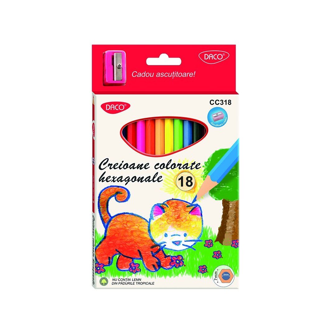 Creion color 18 culori DACO