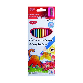 Creion color 12 culori triunghiular DACO Creion color 12 culori triunghiular DACO