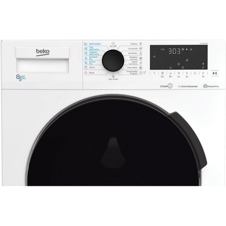 Masina de spalat rufe cu uscator Beko HTV 8716 X0, Spalare 8 kg, Uscare 5 kg, 1400 rpm, Clasa C, Motor ProSmart Inverter, HomeWhiz, Conectare Bluetooth, Hygiene+ Wash&Dry, Steam Cure, Alb