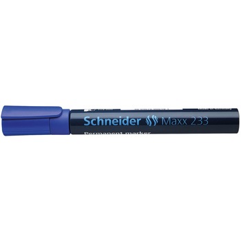 Marker permanent Schneider 233, varf tesit, 1-5 mm, Albastru Marker permanent Schneider 233, varf tesit, 1-5 mm, Albastru