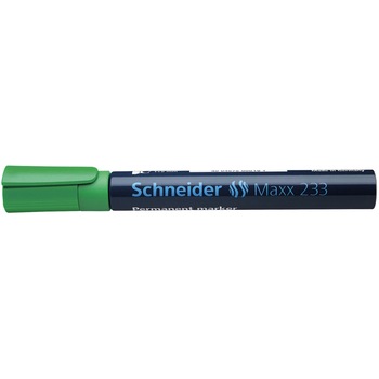 Marker permanent Schneider 233, varf tesit, 1-5 mm, Verde Marker permanent Schneider 233, varf tesit, 1-5 mm, Verde