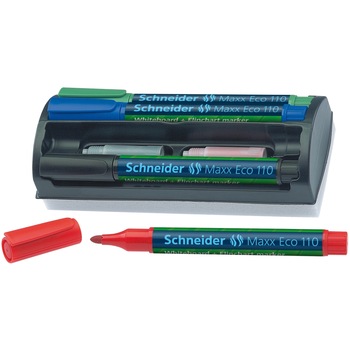 Kit marker + burete pentru whiteboard Schneider Maxx Eco 110 Kit marker + burete pentru whiteboard Schneider Maxx Eco 110