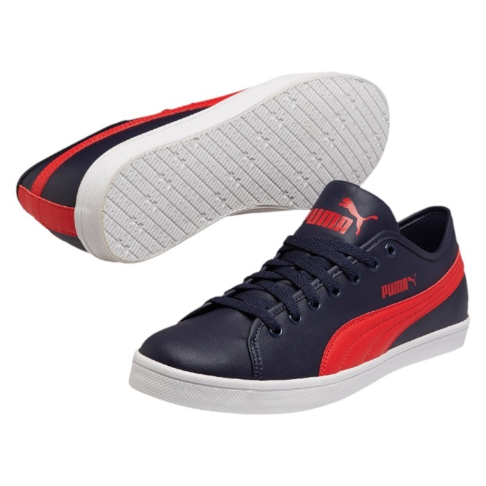 Pantofi Sport pentru Barbati PUMA Elsu SL peacoat-high risk red 35674812, Marimea, Piele ecologica, Negru/Rosu, 44