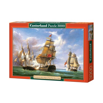 Puzzle Castorland, Combat between the French and the English Vessels - Pierre J. Gilbert, 3000 piese Puzzle Castorland, Combat between the French and the English Vessels - Pierre J. Gilbert, 3000 piese