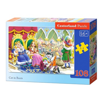 Puzzle Castorland, Motanul incaltat, 108 piese Puzzle Castorland, Motanul incaltat, 108 piese