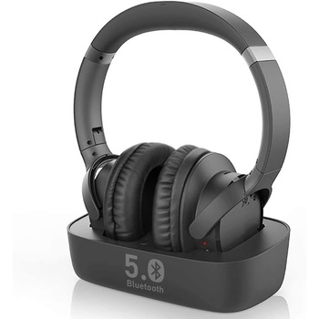 Casti Bluetooth 5.0 Avantree Ensemble HT5150 cu transmitator Bluetooth 2in1 ((Digital Optical AUX RCA) si statie de incarcare, fara delay, 35 ore autonomie, negru Casti Bluetooth 5.0 Avantree Ensemble HT5150 cu transmitator Bluetooth 2in1 ((Digital Optical AUX RCA) si statie de incarcare, fara delay, 35 ore autonomie, negru