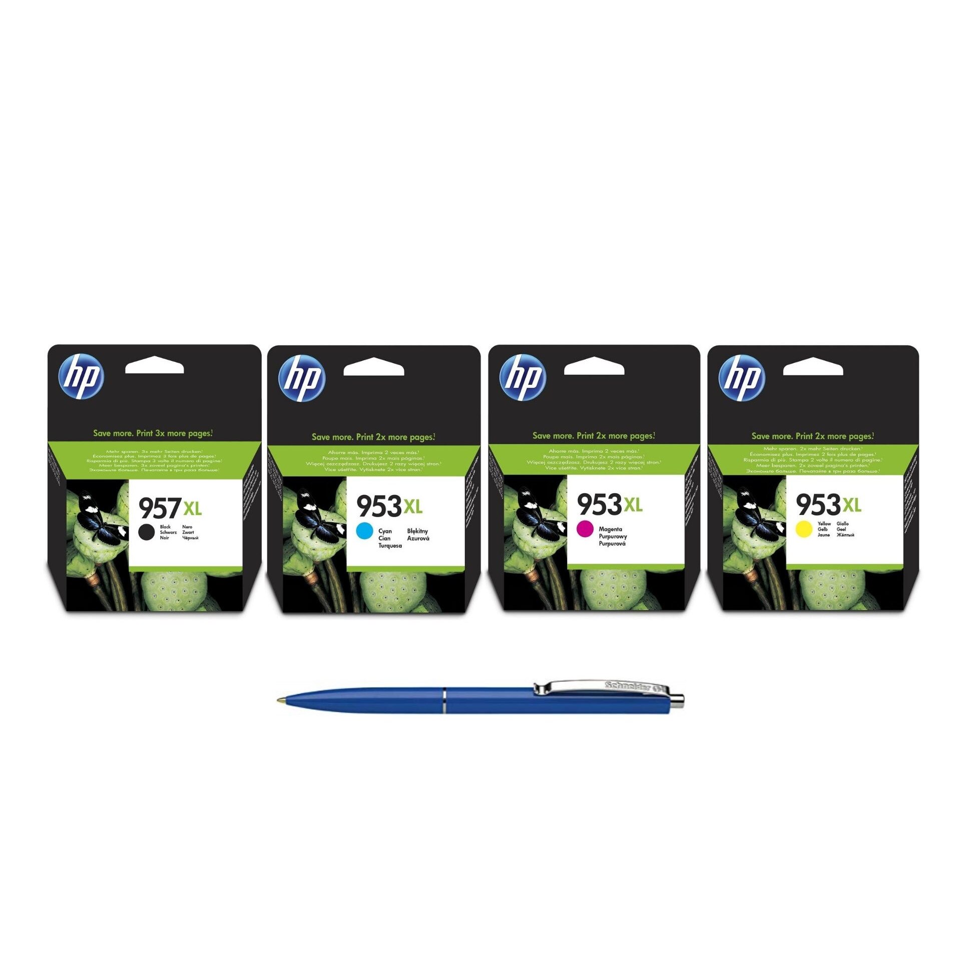 Pachet MAG4U Cartuse Cerneala Originale 1 buc L0R40AE (957XL) Black 1 buc F6U16AE Cyan 1 buc F6U17AE Magenta 1 buc F6U18AE Yellow si Pix Schneider.