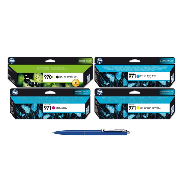 Pachet MAG4U Cartuse Cerneala Originale 1 buc CN625AE (970XL) Black 1 buc CN622AE Cyan 1 buc CN623AE Magenta 1 buc CN624AE Yellow si Pix Schneider.