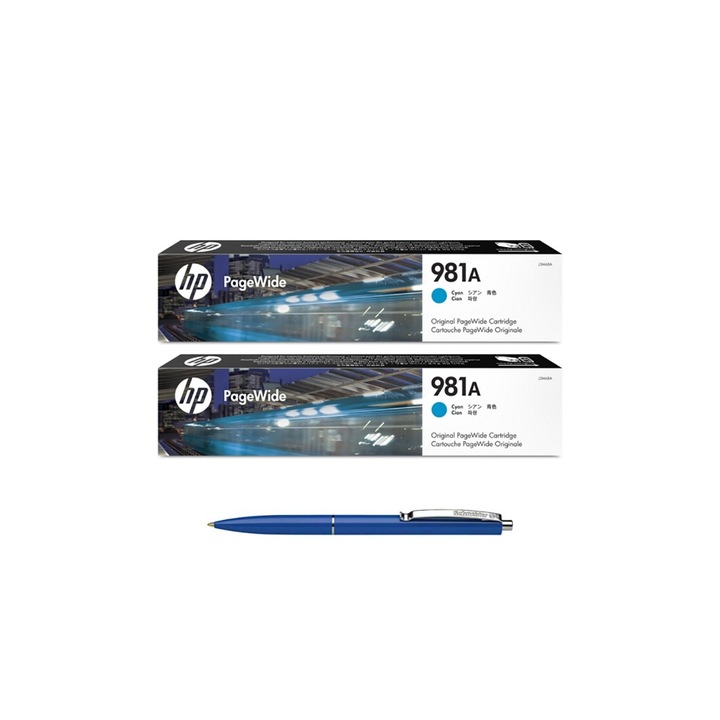 Pachet MAG4U Cartuse Cerneala Originale 2 bucati J3M68A (981A) Cyan si Pix Schneider.