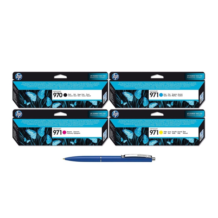 Pachet MAG4U Cartuse Cerneala Originale 1 buc CN621AE (970) Black 1 buc CN622AE Cyan 1 buc CN623AE Magenta 1 buc CN624AE Yellow si Pix Schneider.